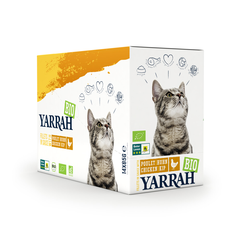 14x Yarrah Biologisch Kattenvoer Kip 85 gr