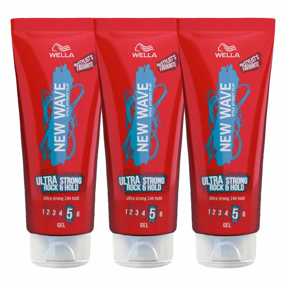 3x Wella New Wave Rock&Hold Ultra Strong Gel 200 ml