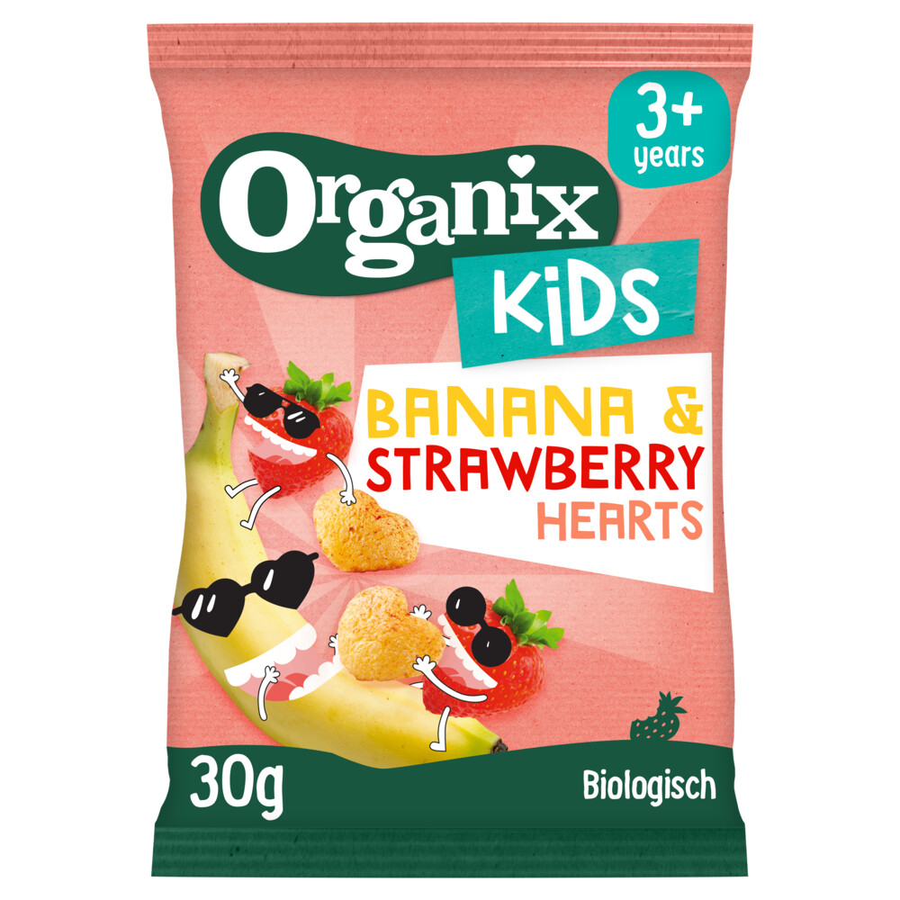 Organix Kids Chips Banaan&Aardbei 30 gr