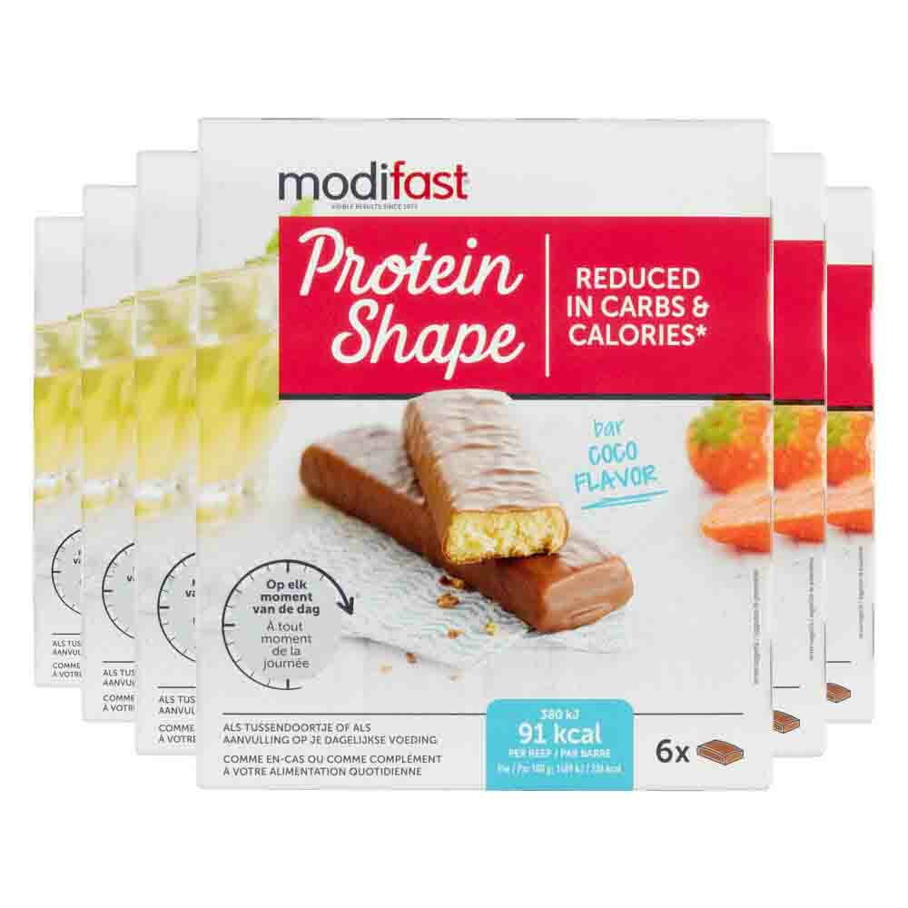 6x Modifast Protein Shape Reep Chocolade-Kokos 6 x 27 gr