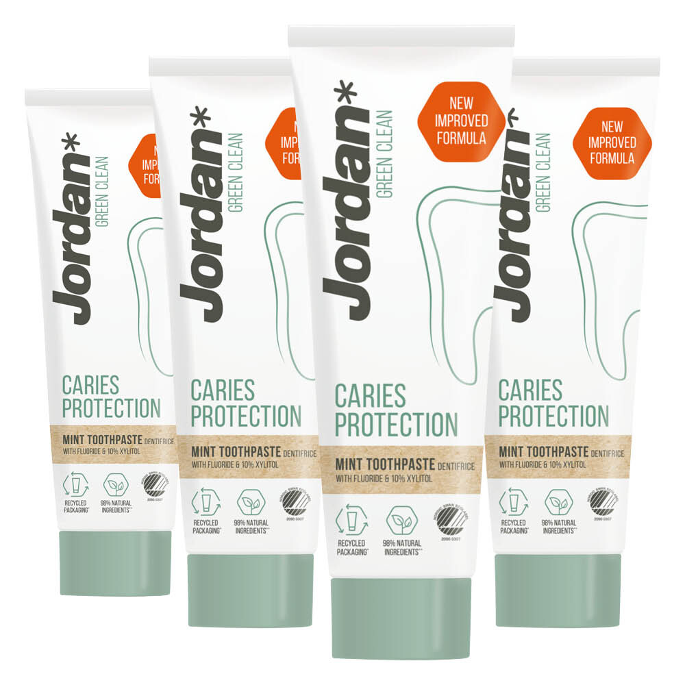 4x Jordan Green Clean Tandpasta Caries Protection 75 ml
