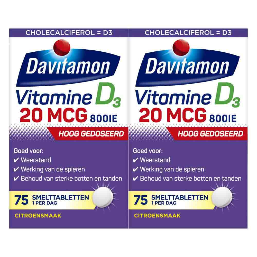 2x Davitamon Vitamine D3 Forte 75 smelttablet