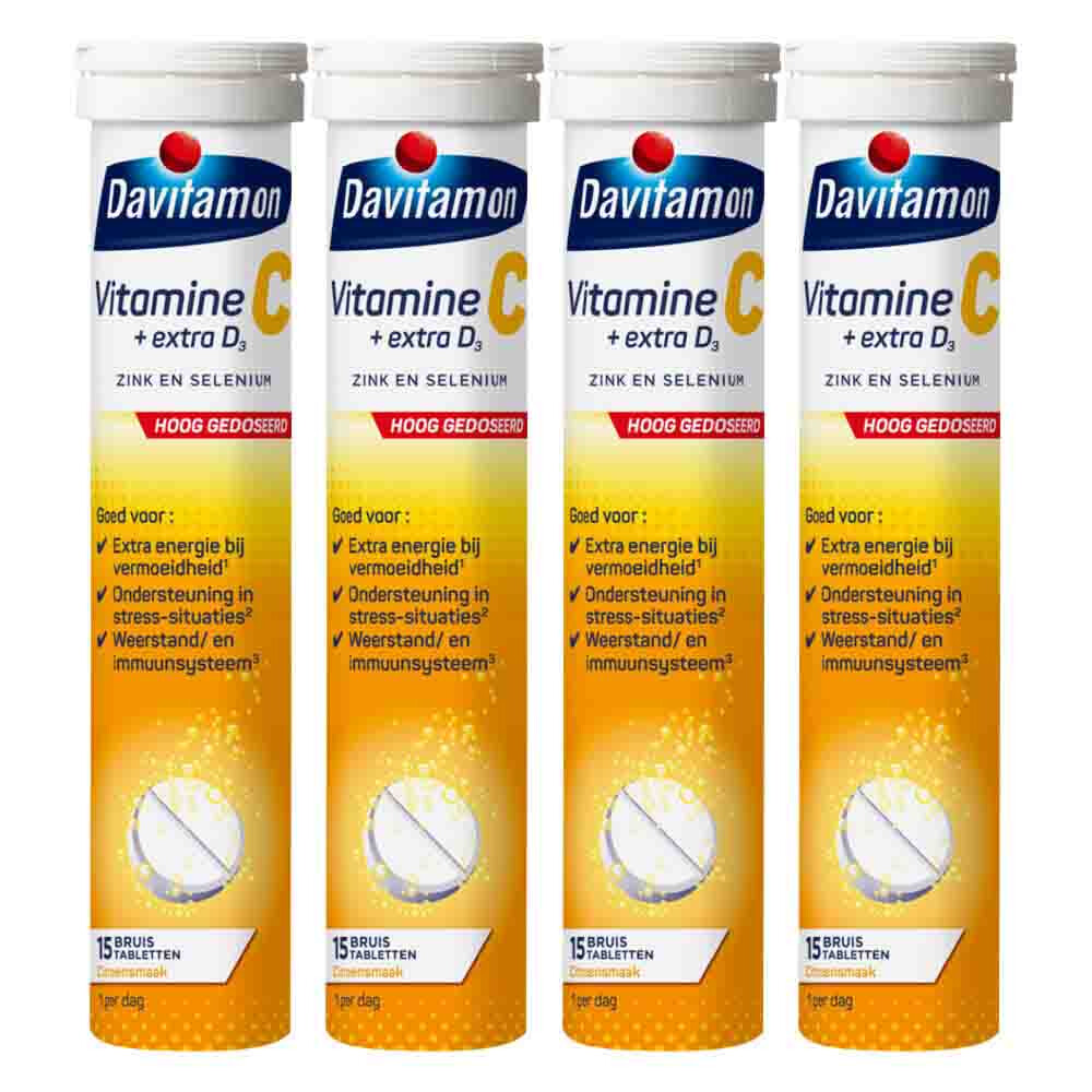 4x Davitamon Vitamine C Forte + Extra D3 Citroen 15 bruistabletten