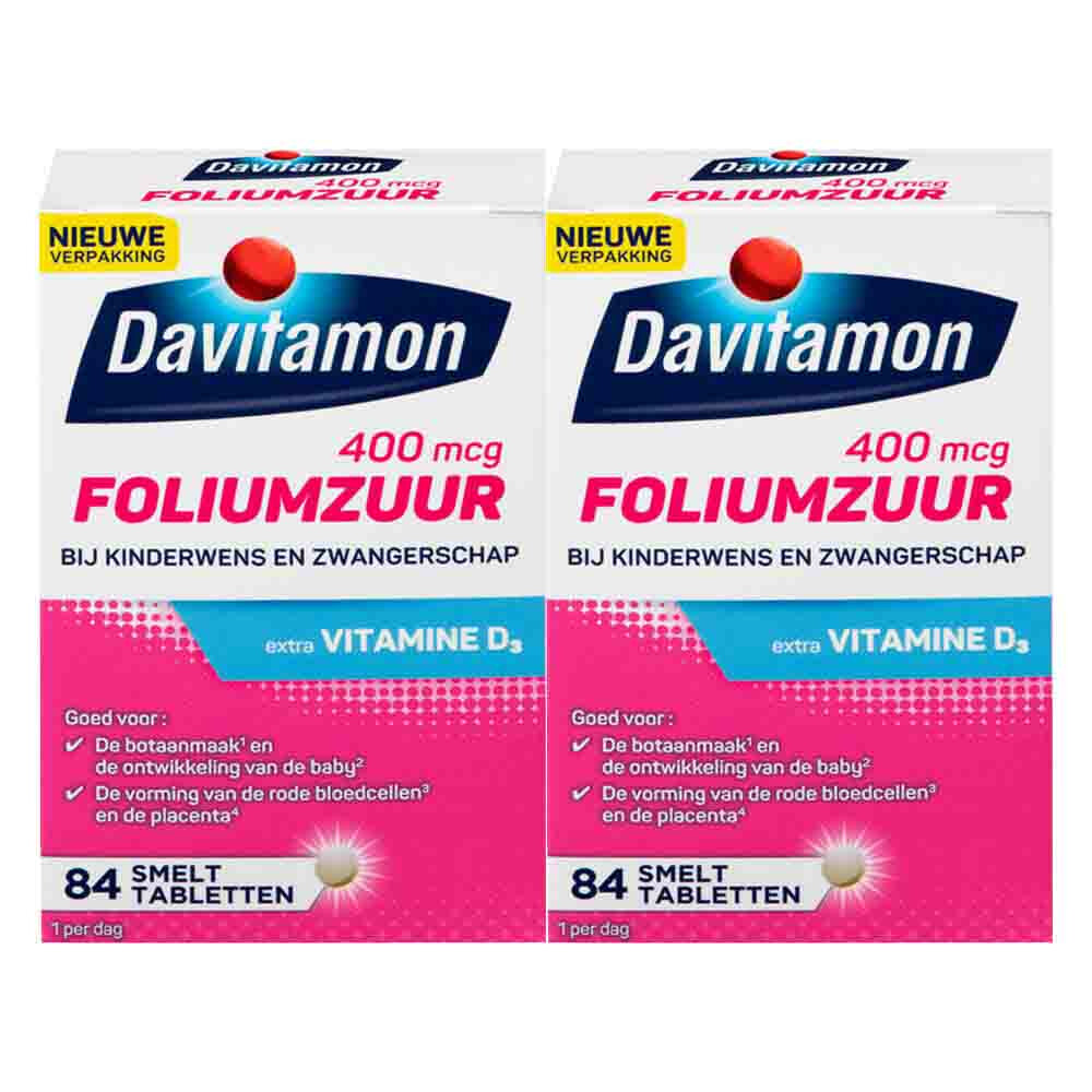 2x Davitamon Foliumzuur 84 smelttabletten