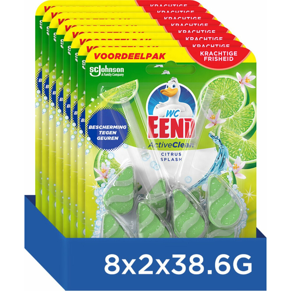 8x WC Eend Toiletblok Active Clean Duopack Citrus 2 stuks