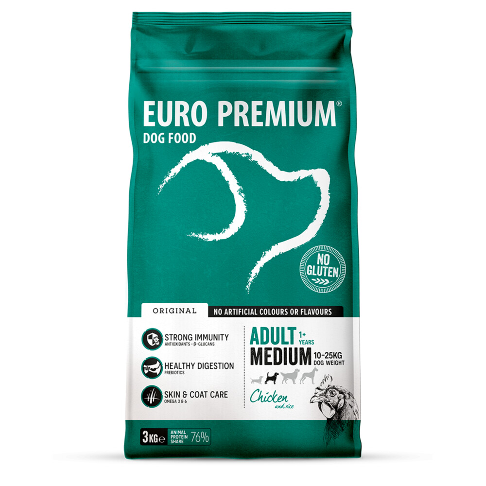 4x Euro-Premium Adult Medium Kip - Rijst 3 kg