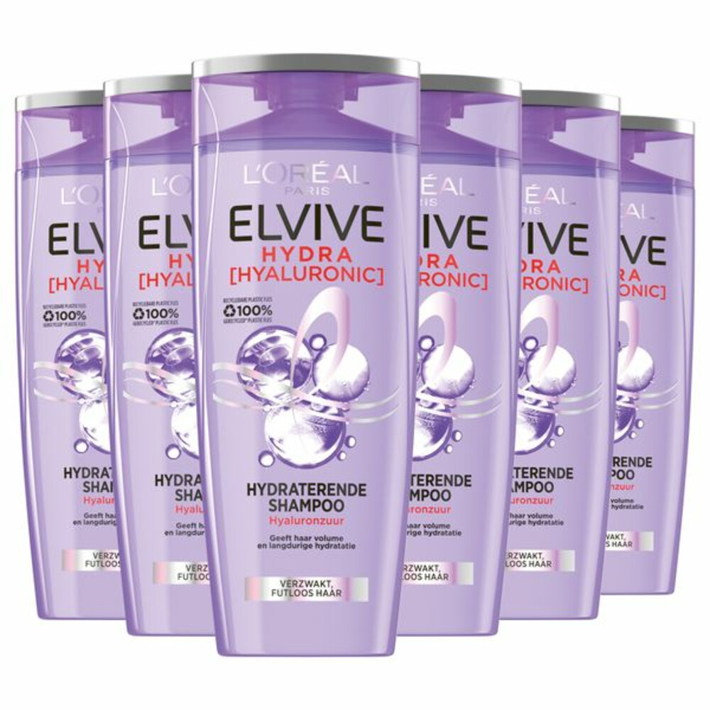 6x L'Oréal Elvive Shampoo Hydra Hyaluronic Hydraterend 250 ml