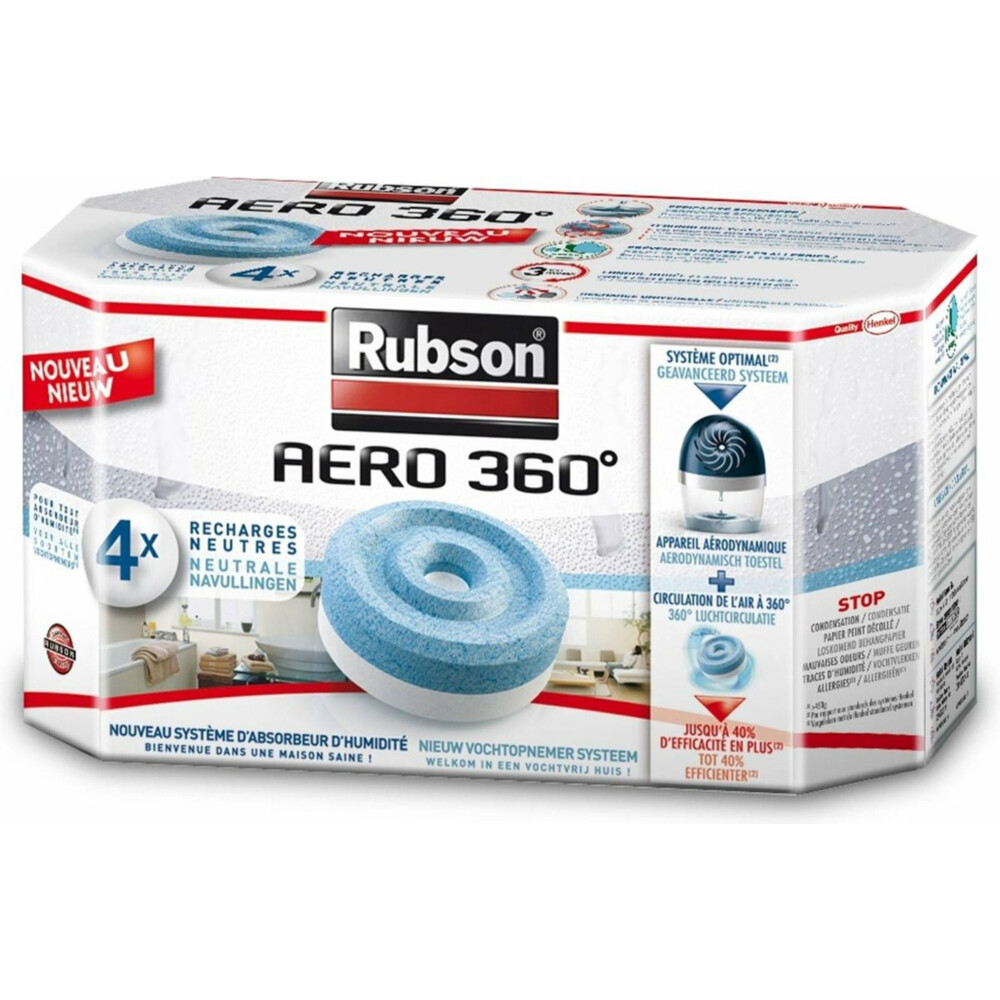 6x Rubson Vochtopnemer Navultabs Aero 360° 4 stuks