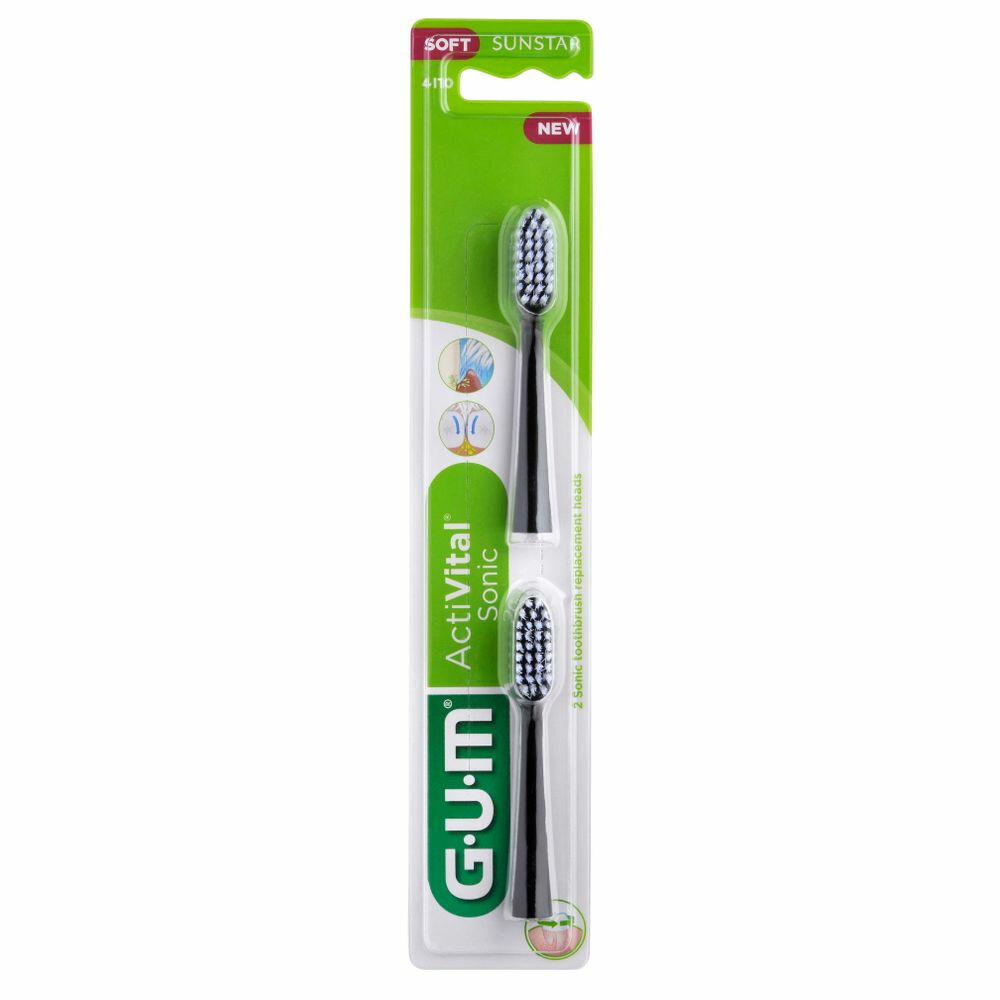 8x GUM Activital Opzetborstel Zwart 2 stuks