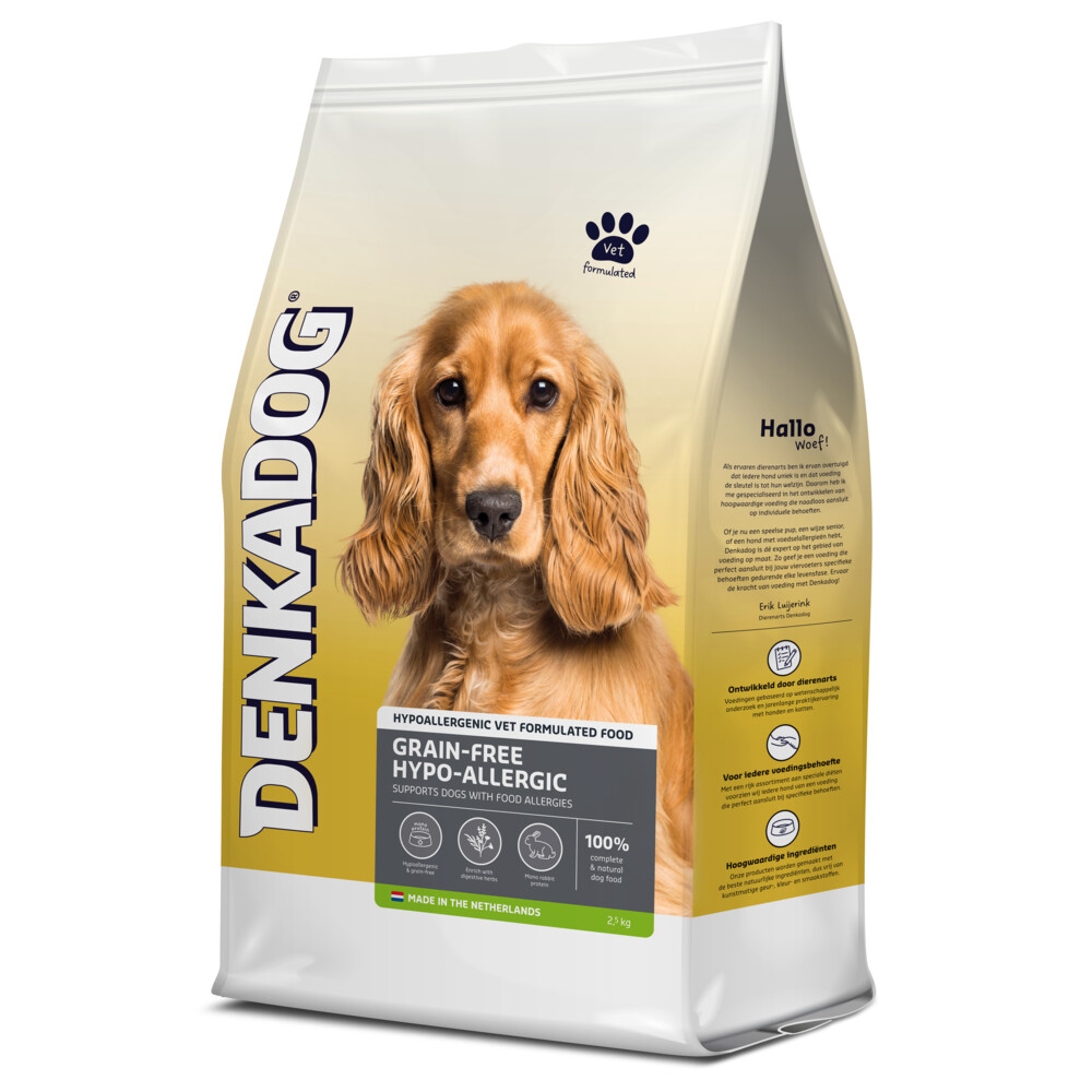 Denkadog Grain-Free Hypo-Allergic Hert&Konijn&Zoete Aardappel Hondenvoer 3 kg