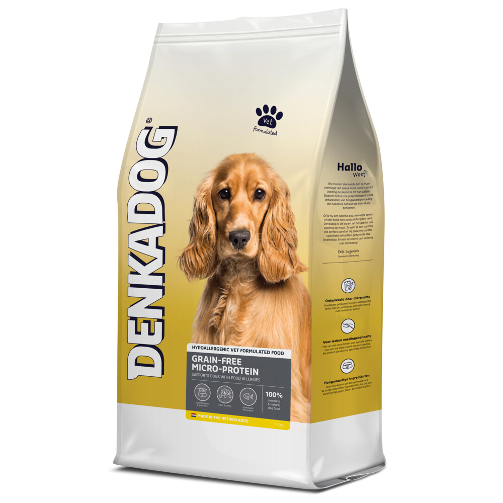 Denkadog Grain-Free Micro-Protein Vis&Tuinbonen&Zoete Aardappel Hondenvoer 12 kg