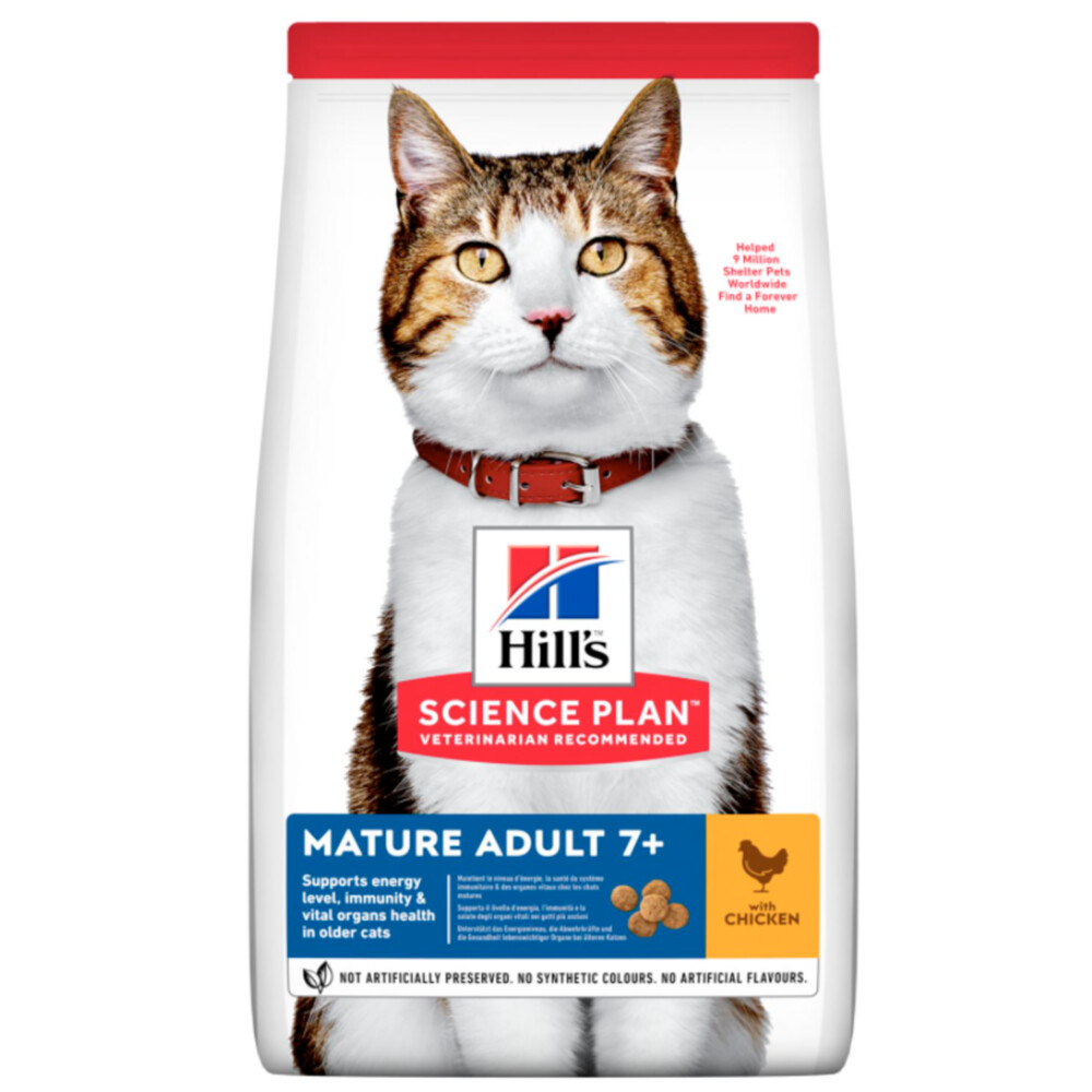 4x Hill's Feline Mature Adult Kip 3 kg