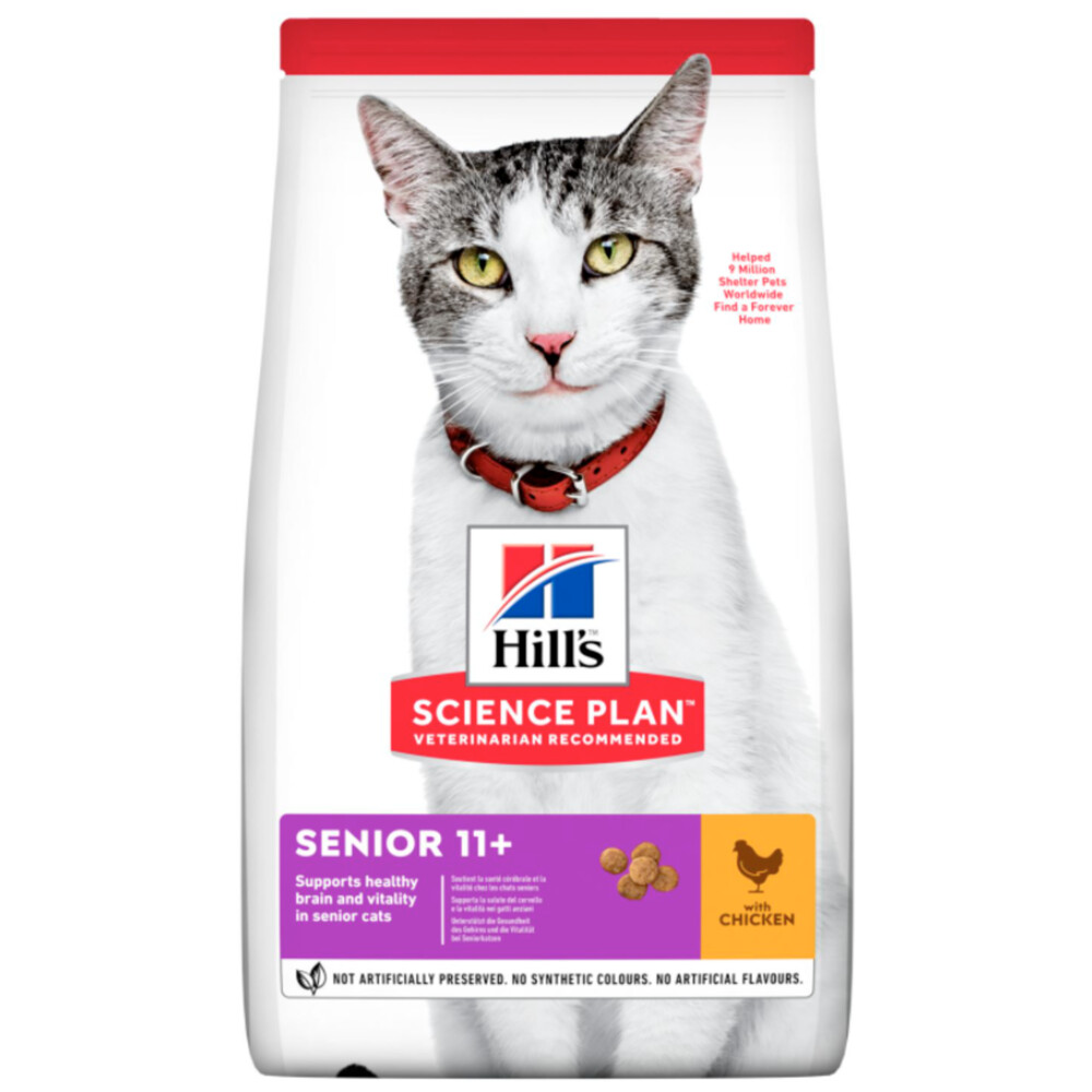 4x Hill's Feline Senior 11+ Kip 3 kg