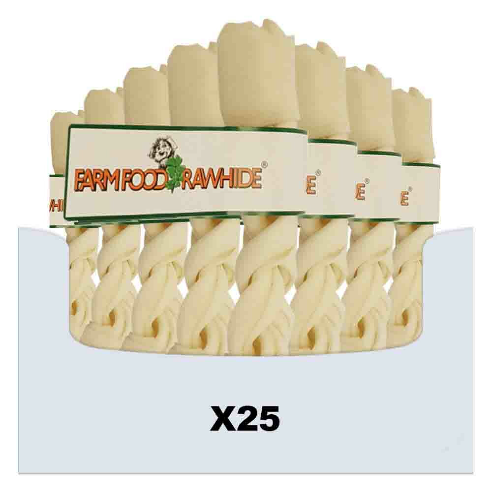 25x Farm Food Rawhide Dental Braided Stick S 