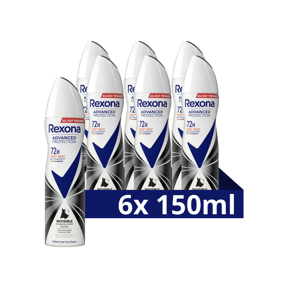 6x Rexona Deodorant Spray Invisible Black&White 150 ml