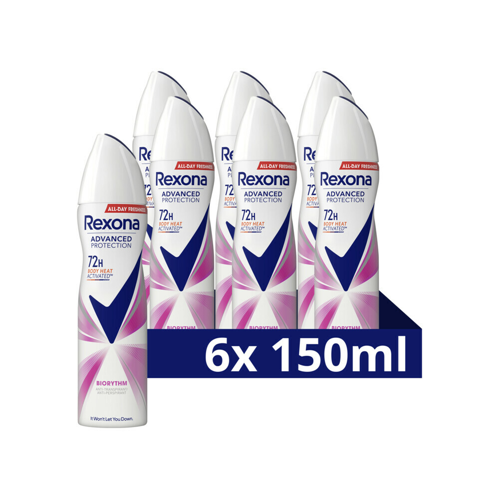 6x Rexona Anti-transpirant Spray Ultra Dry Biorythm 150 ml