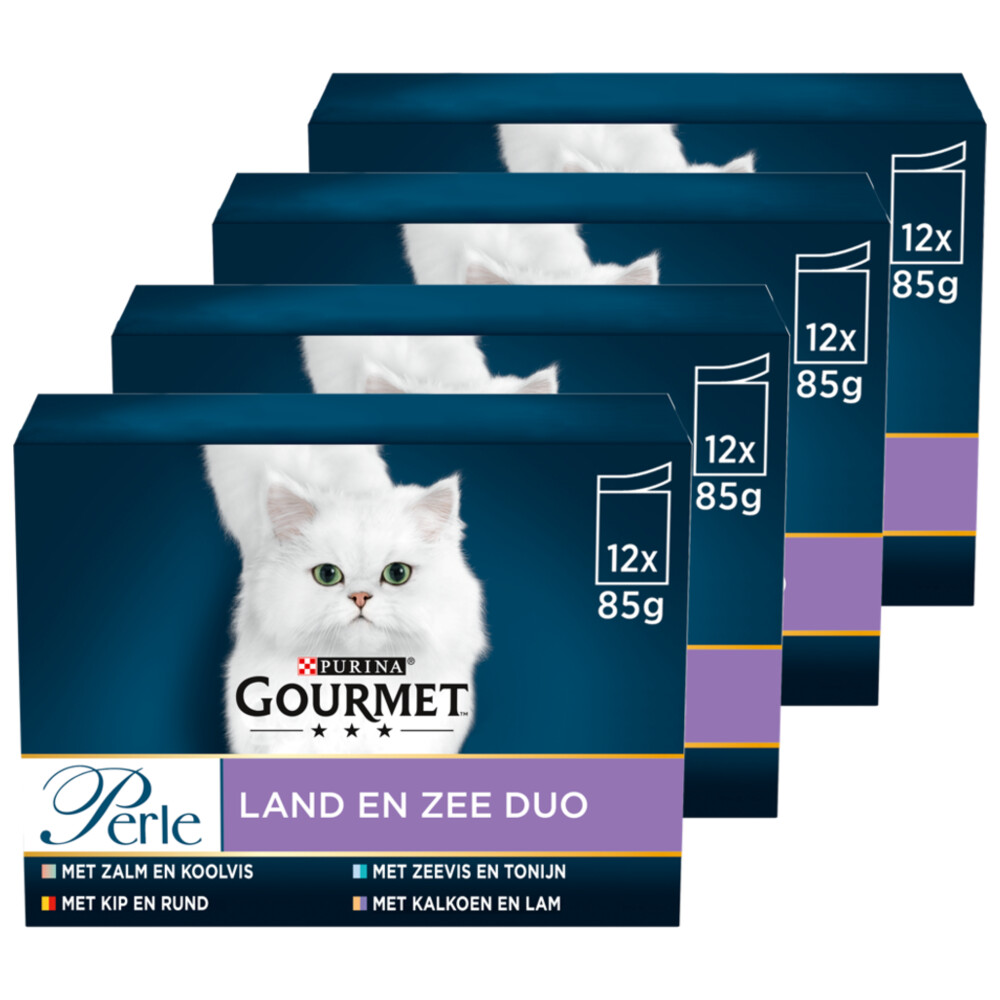 4x Gourmet Kattenvoer Nat Perle Duo Rund - Kip 12 x 85 gr