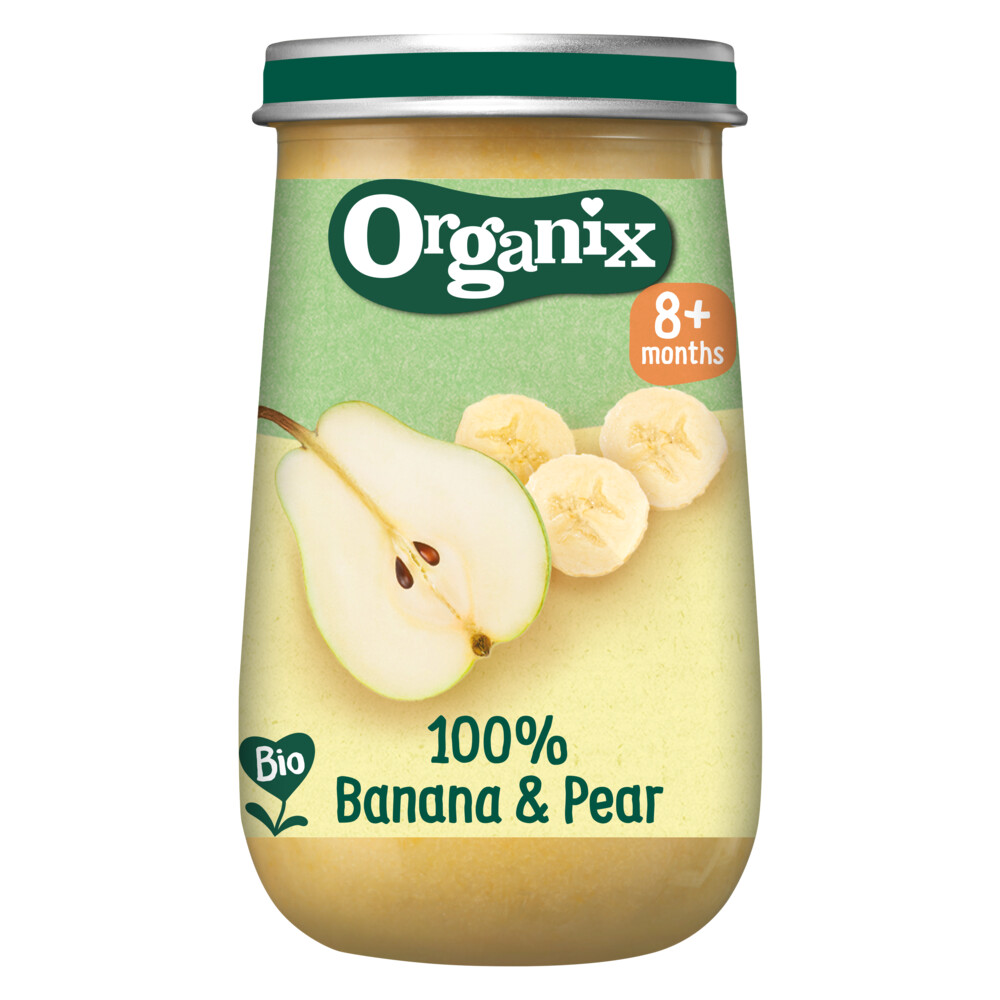 Organix Biologisch Fruithapje 100% Banaan&Peer 8+ mnd 190 gr
