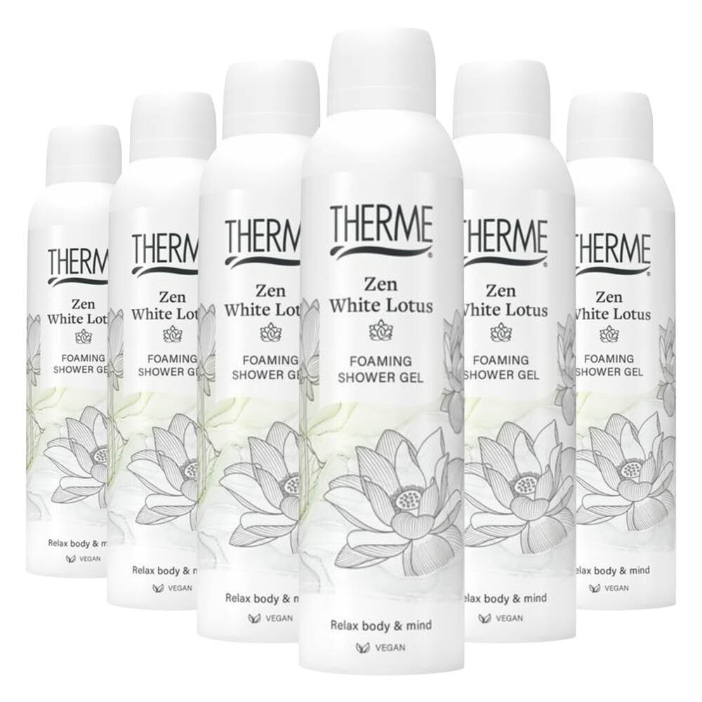 6x Therme Foaming Shower Gel Zen White Lotus 200 ml