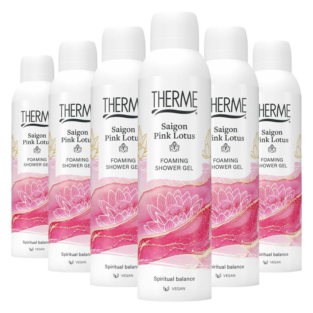 6x Therme Saigon Pink Lotus Foaming Shower Gel 200 ml