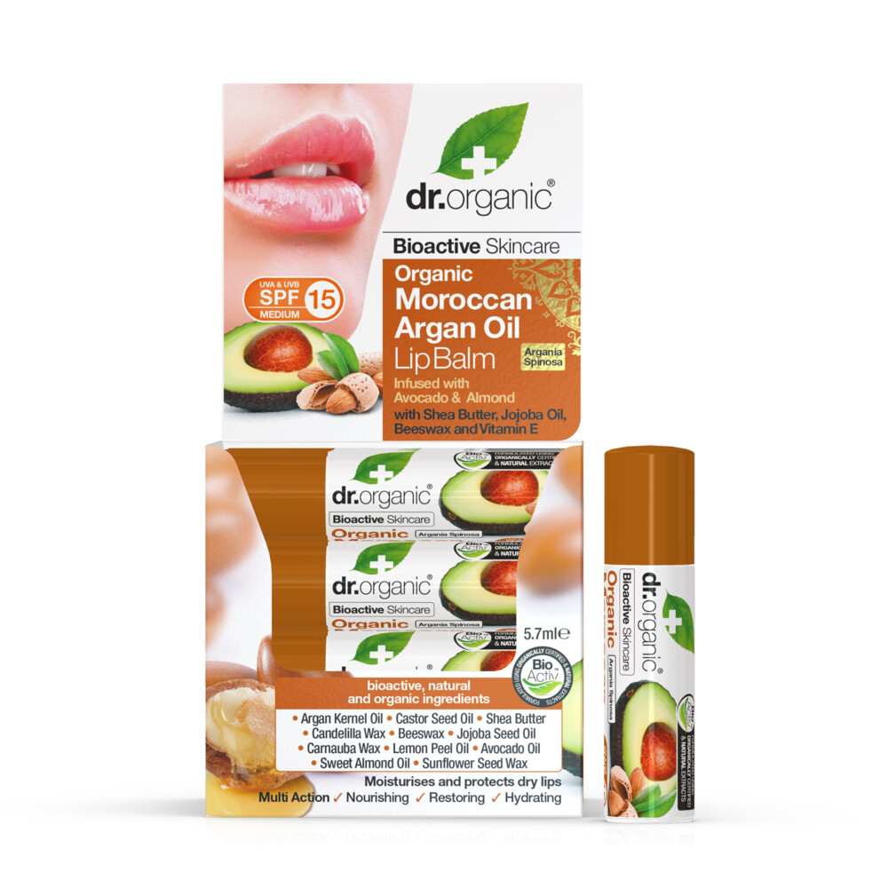 16x Dr. Organic Marrokaanse Arganolie Lippenbalsem met Avocado 5.7 ml