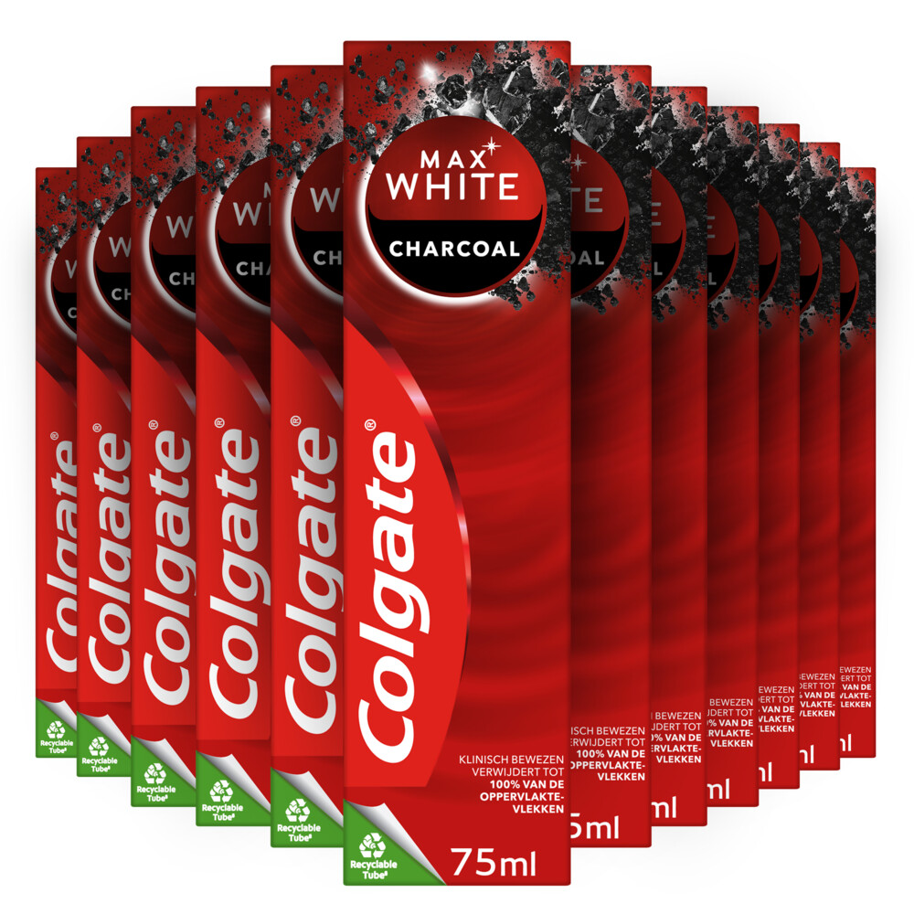 12x Colgate Max White Tandpasta Charcoal 75 ml