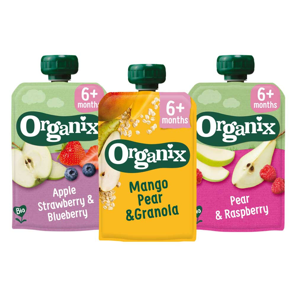 Organix Knijpfruit Appel, Mango en Peer 6+m Pakket