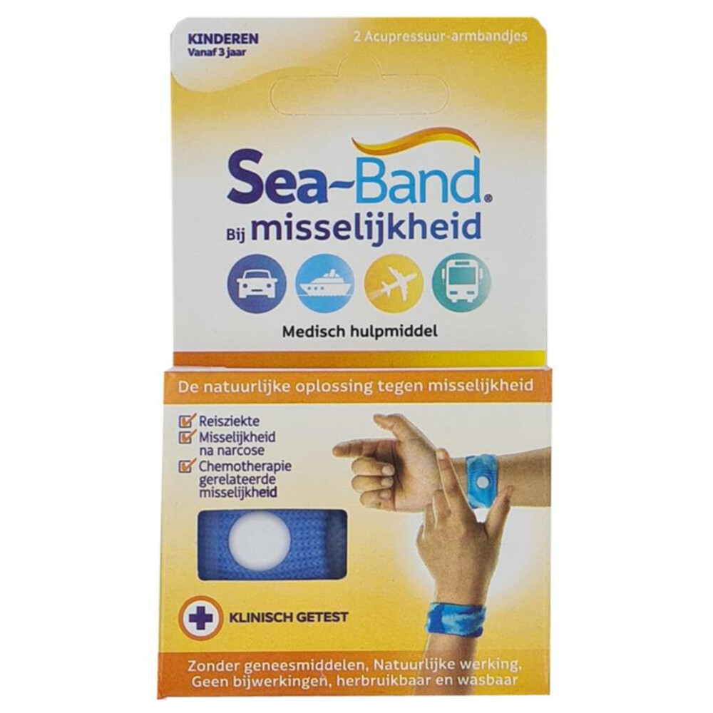 6x Sea Band Polsband Bij Misselijkheid Kinderen Blauw 1 paar