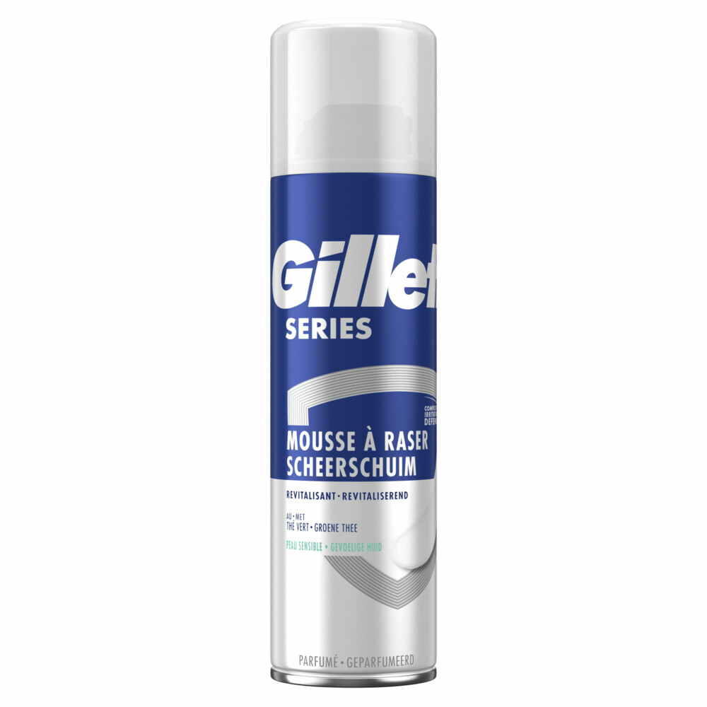 6x Gillette Series Revitaliserende Scheerschuim Met Groene Thee 250 ml met grote korting
