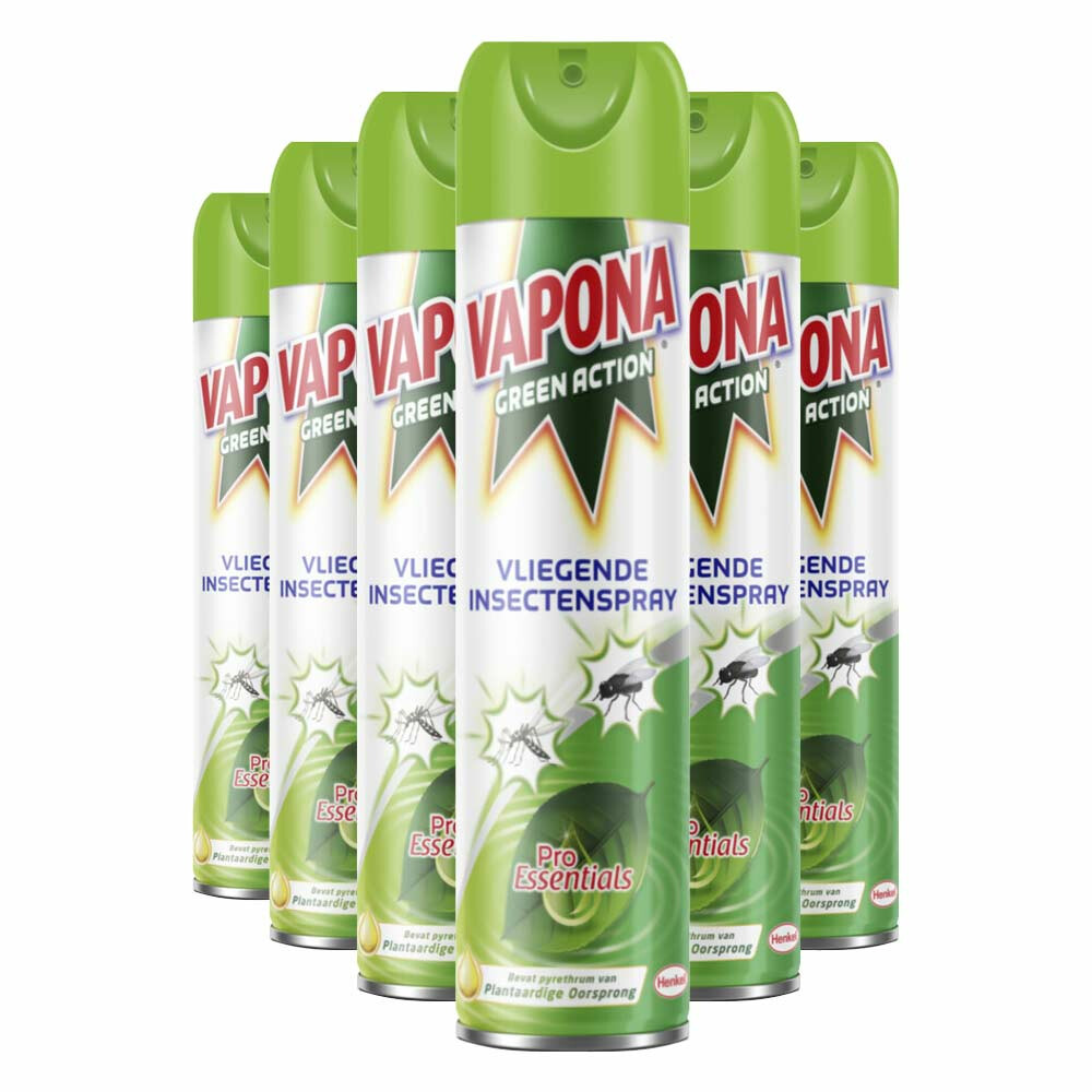 6x Vapona Green Action Vliegende Insecten Spray 400 ml