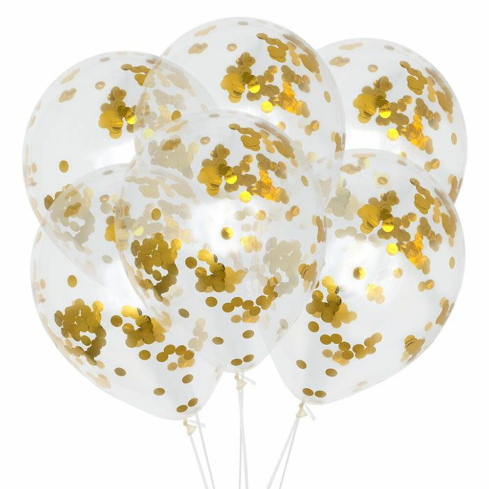 Ballonnen Transparant met Confetti Goud 6 stuks Plein.nl Ballonnen Transparant met Confetti Goud 6 stuks Plein.nl