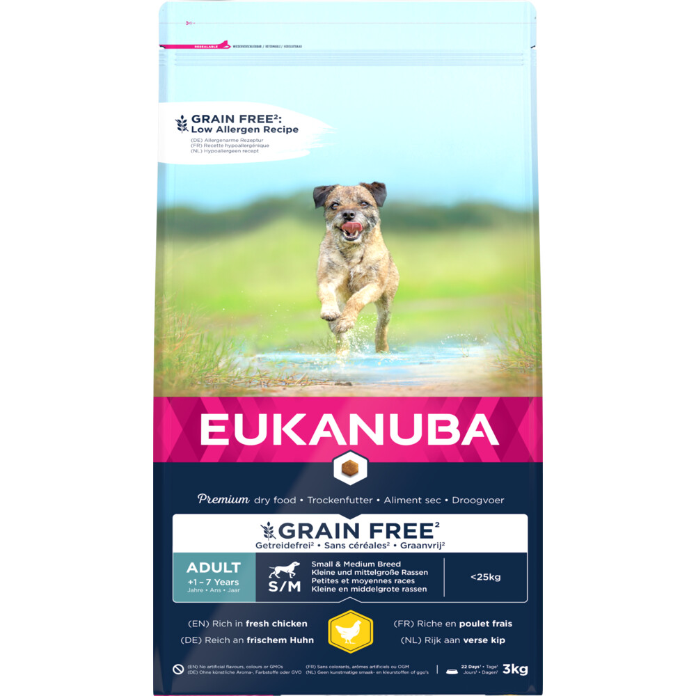 Eukanuba Dog Adult Grainfree Chicken Small Medium 3 kg
