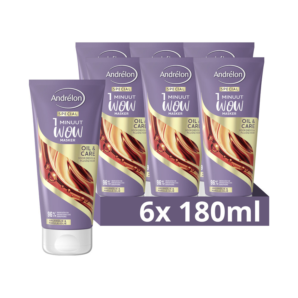 6x Andrelon 1 Minuut Wow Masker Oil&Care 180 ml
