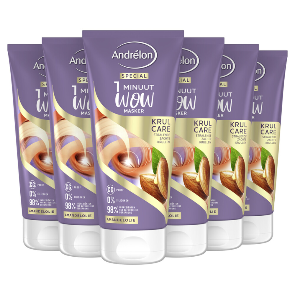 6x Andrelon 1 Minuut Wow Masker Krul Care 180 ml