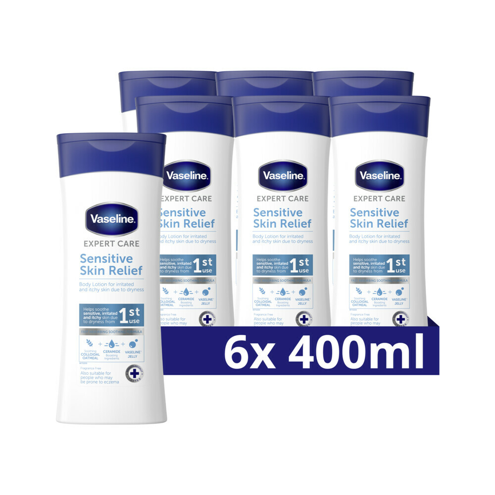 6x Vaseline Bodylotion Sensitive Skin Relief 400 ml