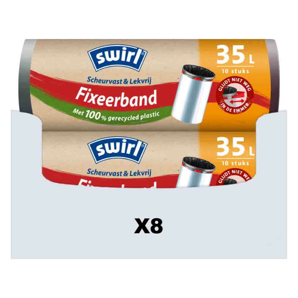 8x Swirl Pedaalemmerzakken met Fixeerband 35 liter 10 stuks