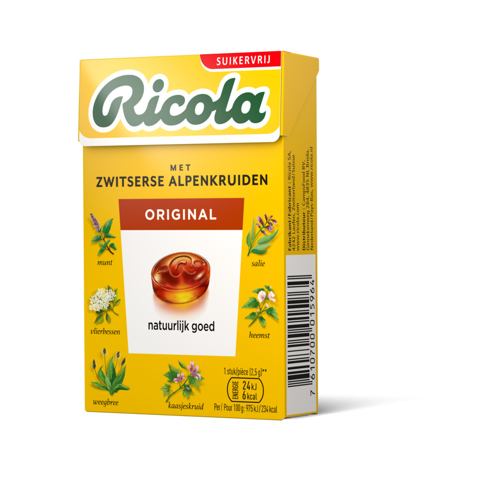 Ricola Keelpastilles Original Suikervrij Doosje 50 gr