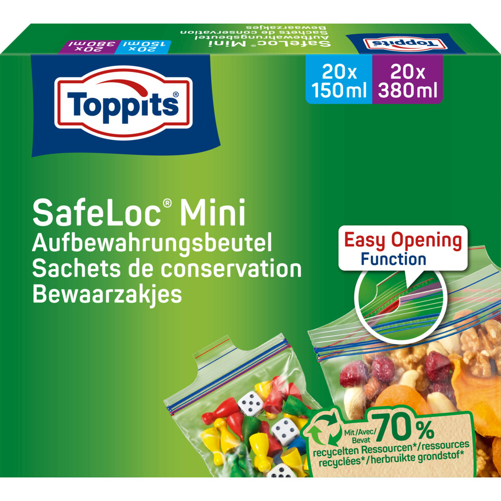 12x Toppits Safeloc Mini Zip-Zakjes 40 stuks