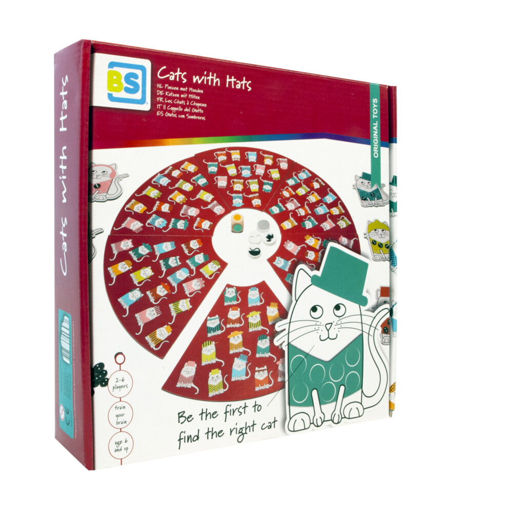 BS Toys kinderspel Poezen met Hoeden 60 cm karton rood