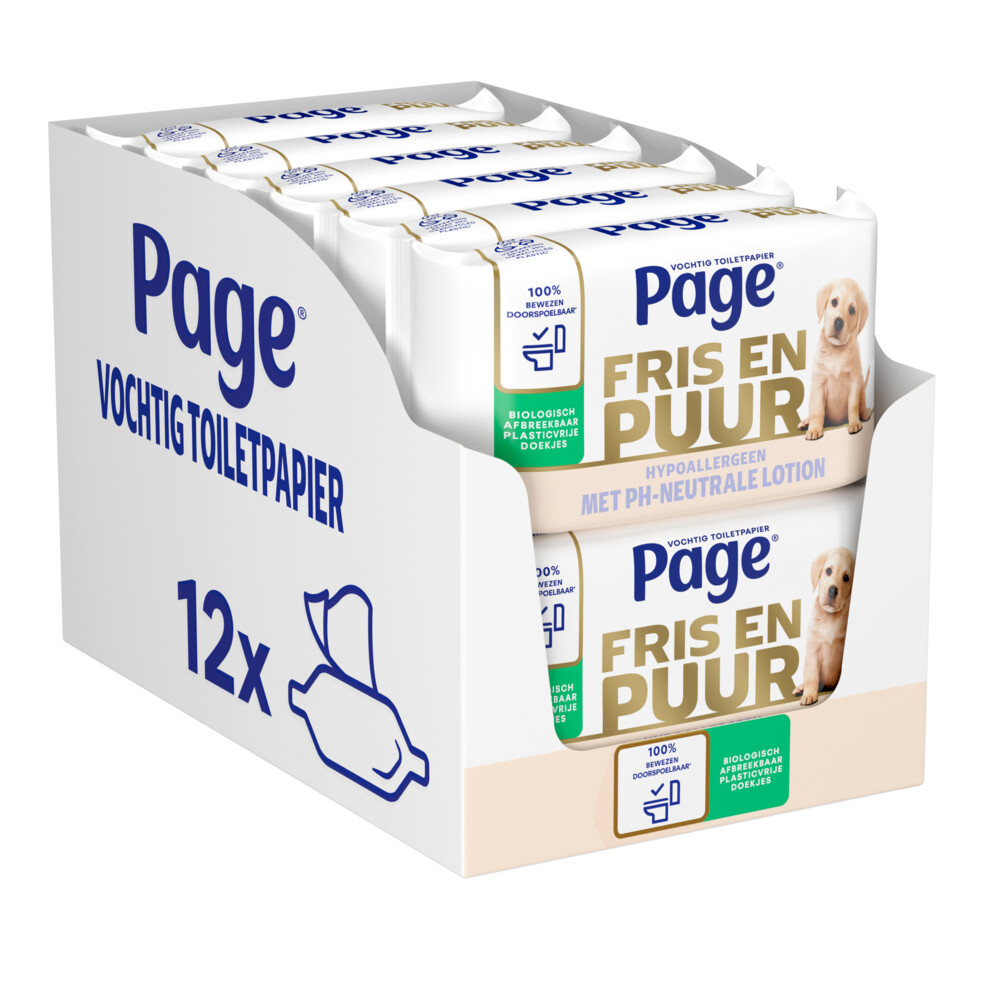12x Page Vochtig Toiletpapier Puur 38 stuks