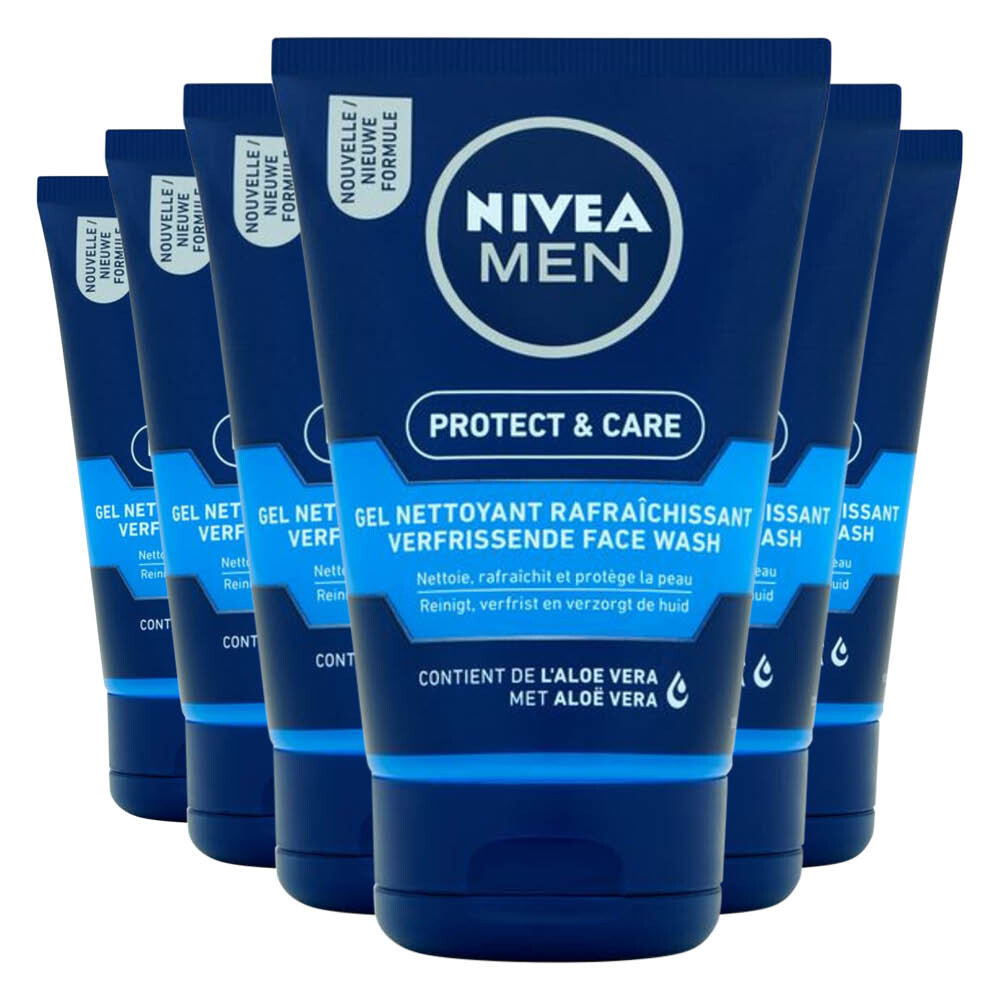 6x NIVEA Men Face Wash Protect&Care 100 ml