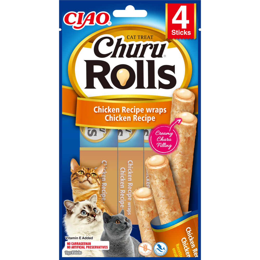 12x Ciao Kattensnack Churu Rolls Kip 40 gr