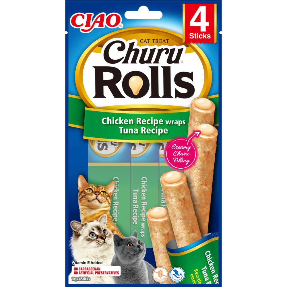 12x Ciao Kattensnack Churu Rolls Kip - Tonijn 40 gr