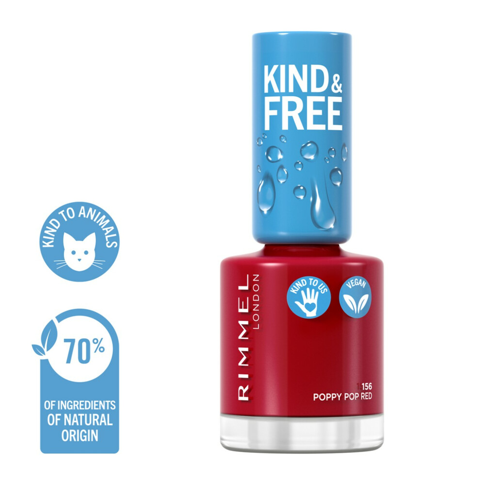 Rimmel KIND&FREE Vegan Nagellak 156 Poppy Pop Red 8 ml