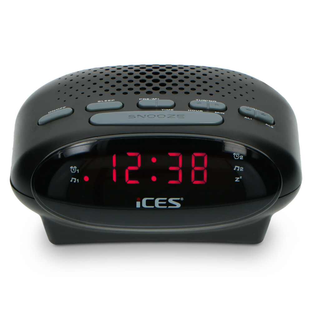 ICES ICR-210 black FM Wekkerradio Zwart