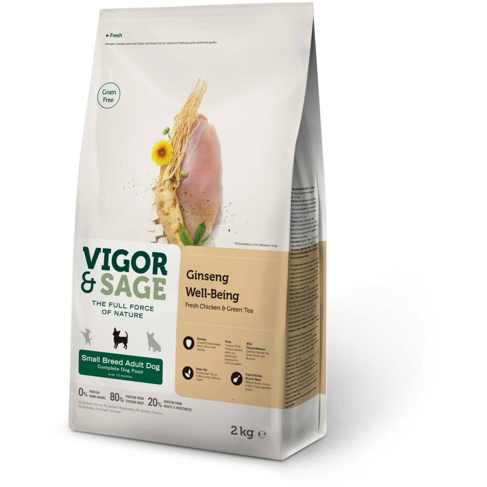 Vigor&Sage Hondenvoer Small Well-Being Ginseng 2 kg