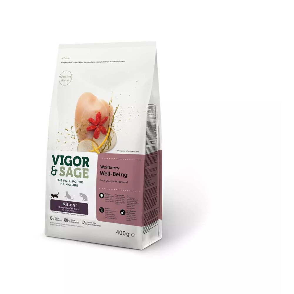 8x Vigor&Sage Kattenvoer Kitten Well-Being Wolfberry 400 gr