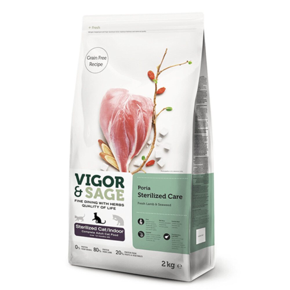 Vigor&Sage Kattenvoer Sterilised Indoor Poria 2 kg