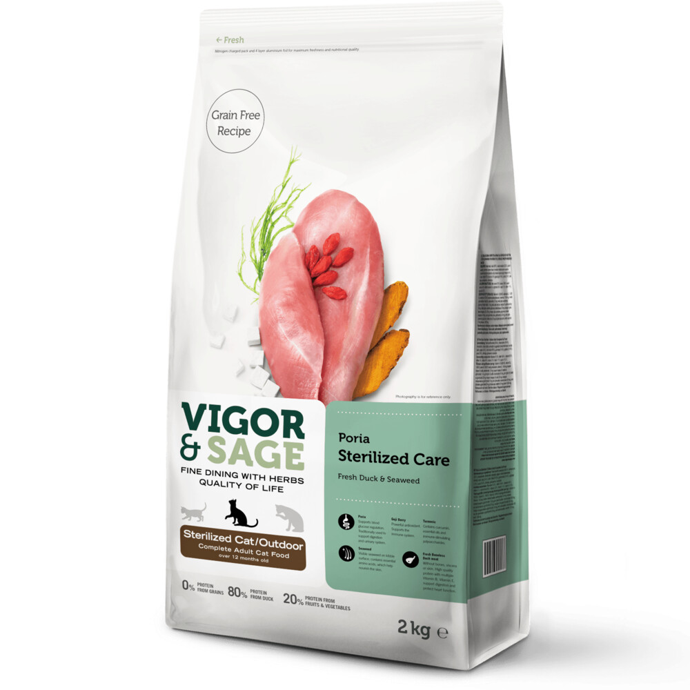 Vigor&Sage Kattenvoer Sterilised Outdoor Poria 2 kg