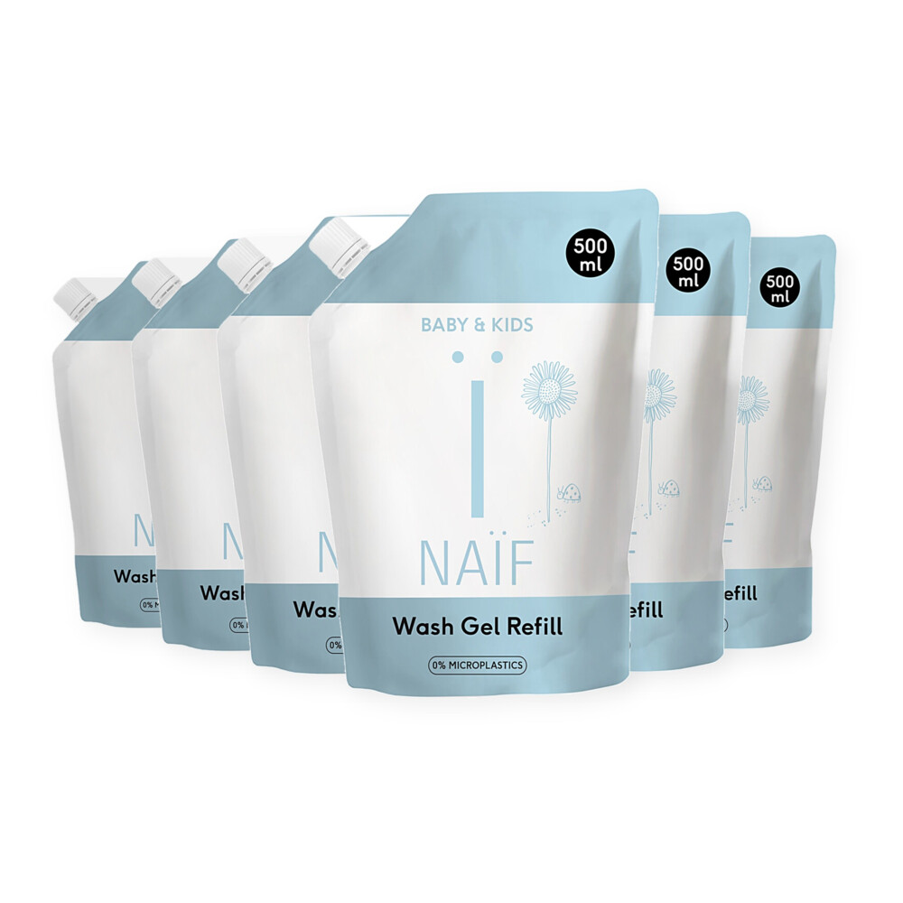 Naïf 6x Naif Baby & Kids Wasgel Navulverpakking 500 ml - 6 stuks
